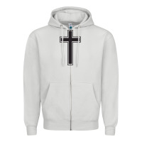 Dove Grey Cross Zipper Hoodie - linhVisuals