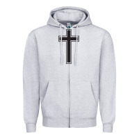 Heather Grey Cross Zipper Hoodie - linhVisuals