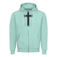Seafoam Cross Zipper Hoodie - linhVisuals