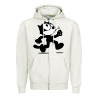 Oatmeal Heather felix the black cat music Zipper Hoodie - linhVisuals