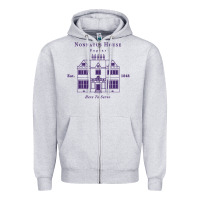Heather Grey nonnatus house  blue ink Zipper Hoodie - linhVisuals