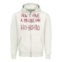 Oatmeal Heather now i have a machine gun. ho ho ho Zipper Hoodie - linhVisuals