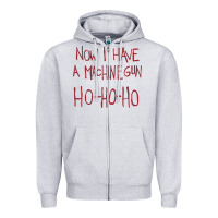 Heather Grey now i have a machine gun. ho ho ho Zipper Hoodie - linhVisuals