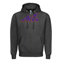Charcoal Heather evansville purple aces Zipper Hoodie - linhVisuals