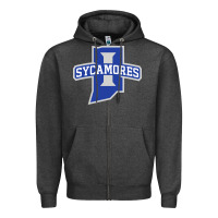 Charcoal Heather indiana state sycamores Zipper Hoodie - linhVisuals