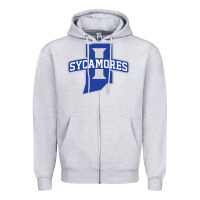 Heather Grey indiana state sycamores Zipper Hoodie - linhVisuals