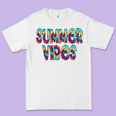 Summer Vibes Tie Dye Doodle Premium Tee Designed By Cowcowdesign