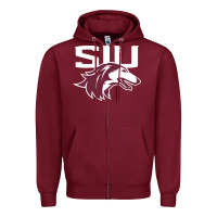 Burgundy southern illinois salukis Zipper Hoodie - linhVisuals