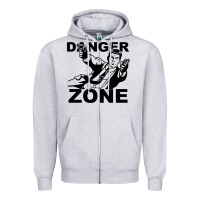 Heather Grey archer danger zone Zipper Hoodie - linhVisuals