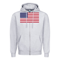 Heather Grey american flag Zipper Hoodie - linhVisuals