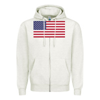 Oatmeal Heather american flag Zipper Hoodie - linhVisuals