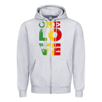 Heather Grey one love rasta reggae Zipper Hoodie - linhVisuals