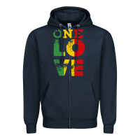 Navy one love rasta reggae Zipper Hoodie - linhVisuals