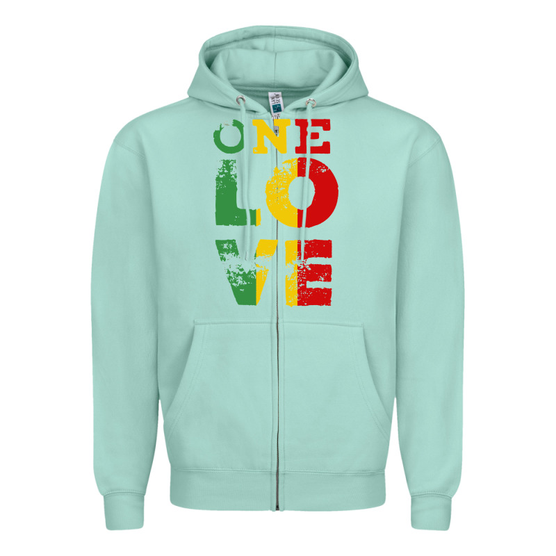 One Love Rasta Reggae Zipper Hoodie by linhVisuals | Teevron