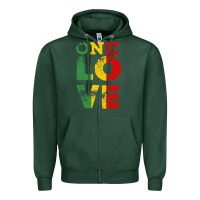 Sports Green one love rasta reggae Zipper Hoodie - linhVisuals