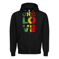 Black one love rasta reggae Zipper Hoodie - linhVisuals