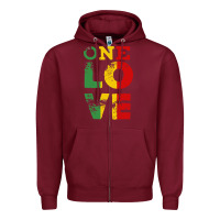 Burgundy one love rasta reggae Zipper Hoodie - linhVisuals