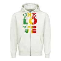 Oatmeal Heather one love rasta reggae Zipper Hoodie - linhVisuals