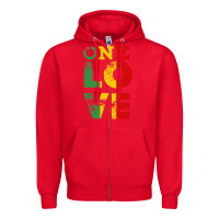 Red one love rasta reggae Zipper Hoodie - linhVisuals