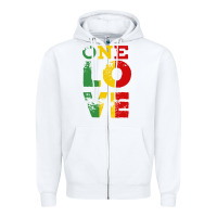 White one love rasta reggae Zipper Hoodie - linhVisuals