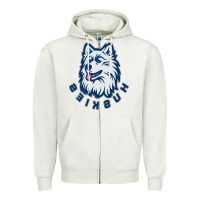 Oatmeal Heather HUSKIES Zipper Hoodie - linhVisuals
