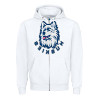White HUSKIES Zipper Hoodie - linhVisuals