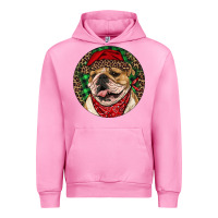 Fuchsia Pink Christmas English Bulldog Urban Hoodie - RanaPortraitStore