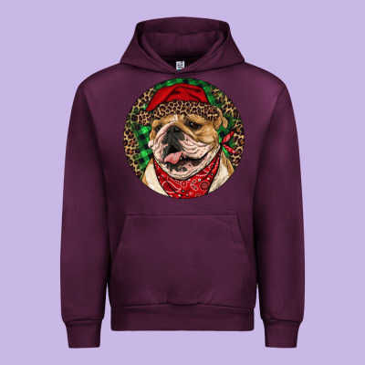 Christmas English Bulldog Urban Hoodie Designed By Ranaportraitstore