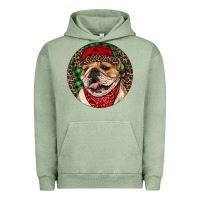 Pigment Oil Green Christmas English Bulldog Urban Hoodie - RanaPortraitStore