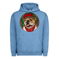 Pigment Pebble Blue Christmas English Bulldog Urban Hoodie - RanaPortraitStore
