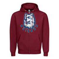 Burgundy HUSKIES Zipper Hoodie - linhVisuals