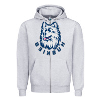 Heather Grey HUSKIES Zipper Hoodie - linhVisuals