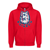 Red HUSKIES Zipper Hoodie - linhVisuals