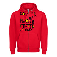 Red Foster The People Pumped Up Kicks Zipper Hoodie - linhVisuals