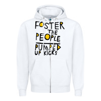 White Foster The People Pumped Up Kicks Zipper Hoodie - linhVisuals