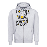 Heather Grey Foster The People Pumped Up Kicks Zipper Hoodie - linhVisuals