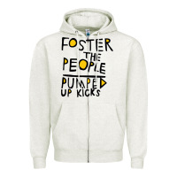 Oatmeal Heather Foster The People Pumped Up Kicks Zipper Hoodie - linhVisuals