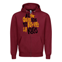 Burgundy Foster The People Pumped Up Kicks Zipper Hoodie - linhVisuals