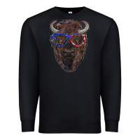 Black bison with american flag glasses Premium Sweatshirt - RanaPortraitStore