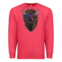 Cardinal bison with american flag glasses Premium Sweatshirt - RanaPortraitStore