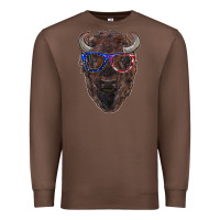 Chestnut bison with american flag glasses Premium Sweatshirt - RanaPortraitStore