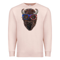 Pale Pink bison with american flag glasses Premium Sweatshirt - RanaPortraitStore