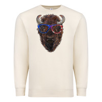 Bison With American Flag Glasses Premium Sweatshirt | Teevron