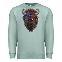 Seafoam bison with american flag glasses Premium Sweatshirt - RanaPortraitStore