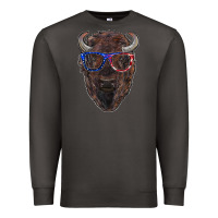 Smoke bison with american flag glasses Premium Sweatshirt - RanaPortraitStore