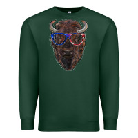 Sports Green bison with american flag glasses Premium Sweatshirt - RanaPortraitStore
