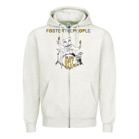 Oatmeal Heather Foster The People Helena Beat Zipper Hoodie - linhVisuals