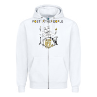 White Foster The People Helena Beat Zipper Hoodie - linhVisuals