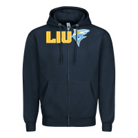 Navy long island university sharks Zipper Hoodie - linhVisuals