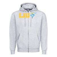 Heather Grey long island university sharks Zipper Hoodie - linhVisuals